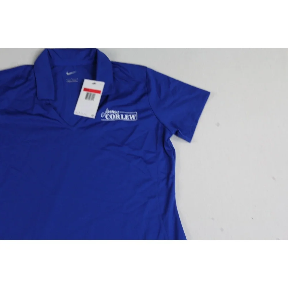 Nike Women Blue Golf Polo Shirt Collared V Neck Short Sleeve Size Large